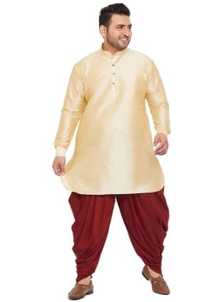banglori soie diwali hommes dhoti kurta avec uni en crème KURU0073