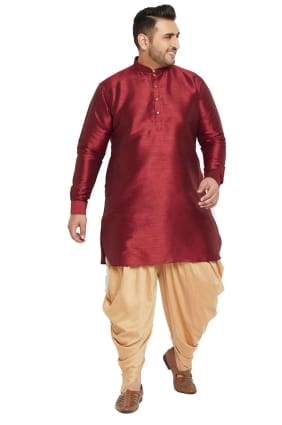 kurta homme en soie banglori en marron avec unie KURU0076