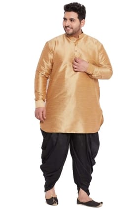hommes dorés en soie banglori diwali dhoti kurta en plaine KURU0084