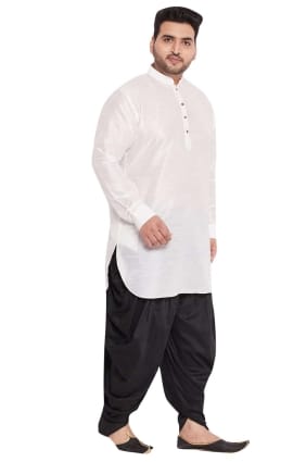 kurta dhoti homme diwali blanc en soie banglori avec uni KURU0087
