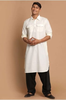 coton blanc cassé hommes unis kurta KURU0106