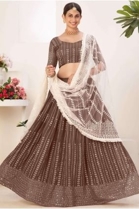 caramel party lehenga choli avec georgette brodée LC6097