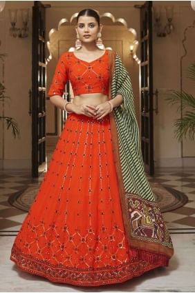 orange party lehenga choli avec georgette imprimée LC6189