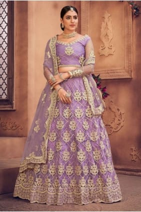 filet brodé violet mariage lehenga choli avec dupatta LC6252