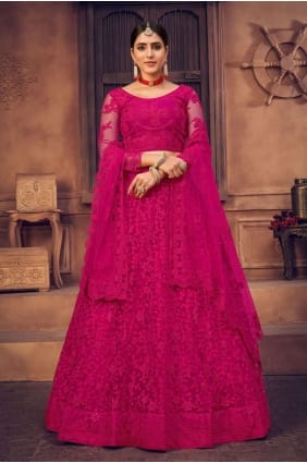 mariage rose lehenga choli en filet brodé LC6255