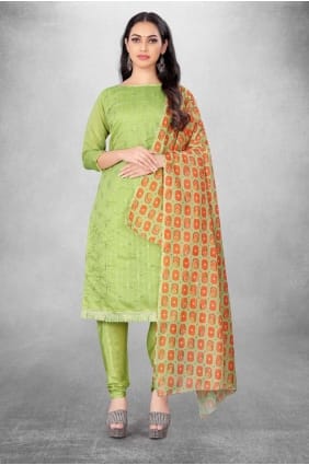 salwar kameez vert avec chanderi imprimé SK15262