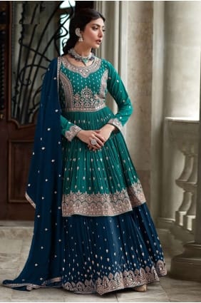 costume georgette eid lehenga en rama avec brodé LS033