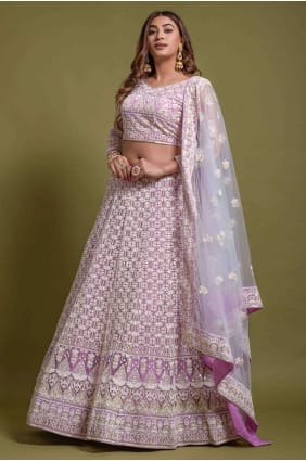 choli de lehenga de mariage en filet violet avec brodé LC6368