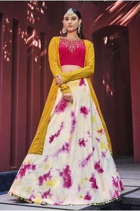 Choli lehenga en coton rose avec broderie LC6497
