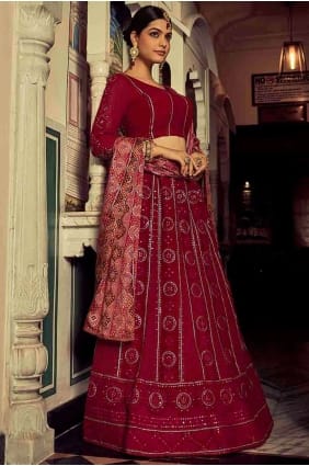 georgette brodé rose mariage lehenga choli avec dupatta LC6714