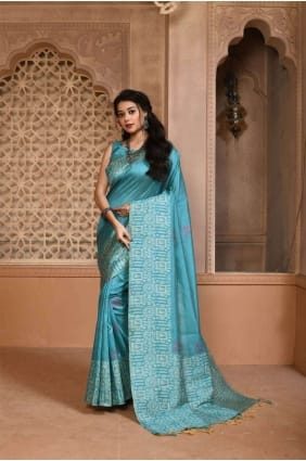 tissage de soie brute firozi saree avec chemisier SR24278