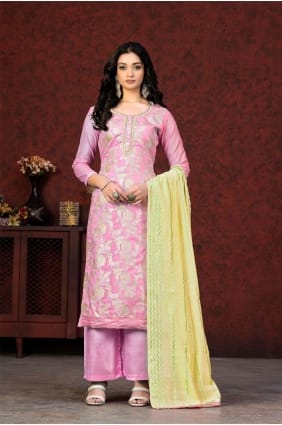 tissage de salwar kameez en coton rose SK153117