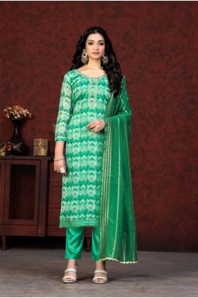 salwar kameez vert soie imprimé SK153137