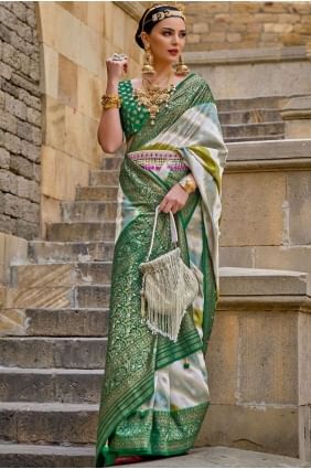 Silk Green  Saree with Digital print SR25826