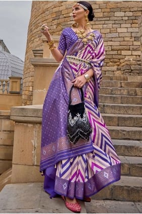 Purple Silk Saree with Digital print SR25828
