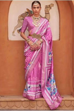 Orchid purple Silk Printed Saree SR25868