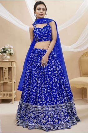 Georgette Brodée Bleu Lehenga Choli Dupatta LC7617