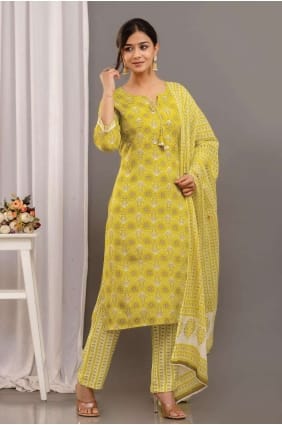 Rayonne imprimée Salwar Kameez en vert SK153934