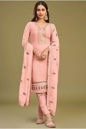 gajri embroidered georgette straight pant suit SK153949