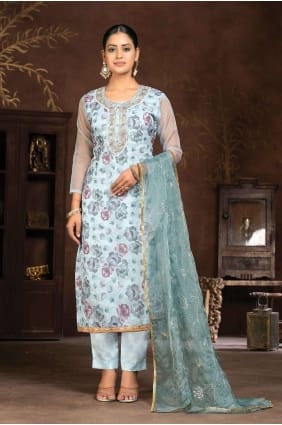 costume palazzo en organza gris avec imprimé PZ3920