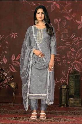 gris main salwar kameez en uni SK153962