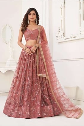 oignon lehenga choli en filet avec brodé LC7650
