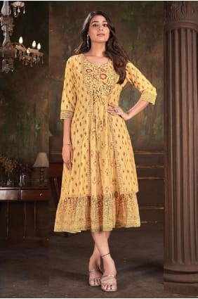 cotton cotton kurti with printed KTI2322