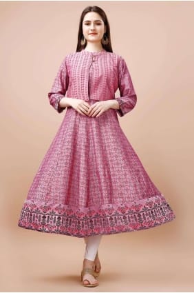Kurti rose avec coton imprimé KTI2323