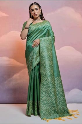 Saree Pista Handloom soie avec tissage SR26512