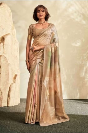Chiku Saree imprimé à la main avec chemisier SR26901
