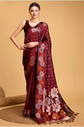Zari Silk Saree in Maroon SR26948