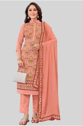 Tailleur pantalon droit en soie Chanderi avec imprimé en rouille SK154244