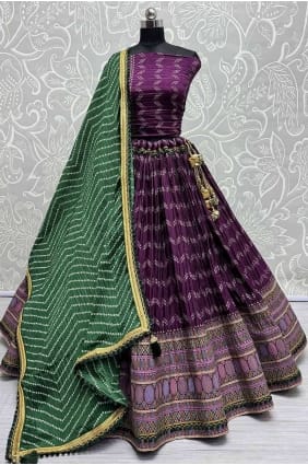Purple Lehenga Choli in chiffon with Printed LC7845