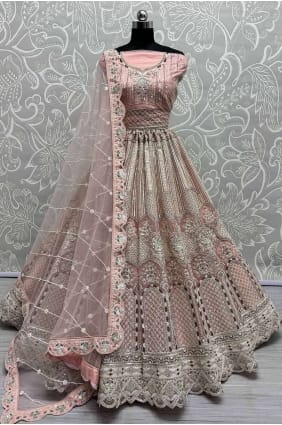 Embroidered Net Pink Lehenga Choli with Dupatta LC7850