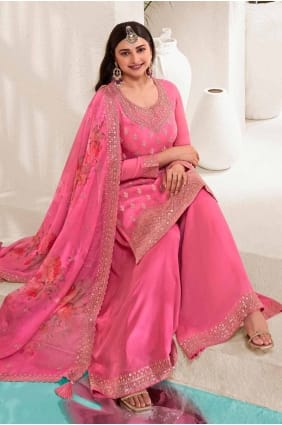 Costume sharara rose avec viscose brodée SS1161