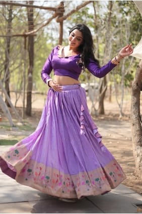 Lehenga Choli violet en zari viscose LC7934
