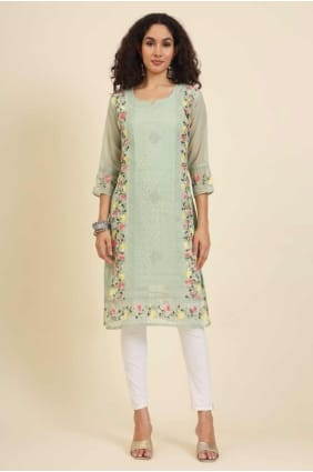 Pista brodé Georgette Kurti KTI2484