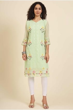 Pista Kurti en Chikankari Georgette KTI2494