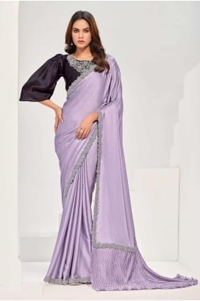 Sarare en satin en lavande à sequins SR27361