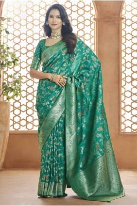 sari en soie banarasi en rama avec tissage zari SR27614