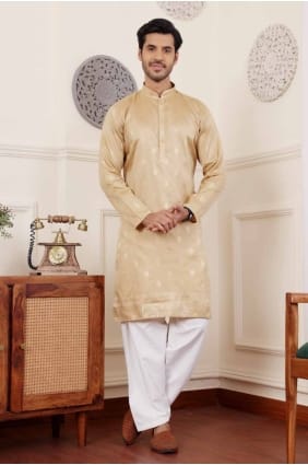 Tissage Homme Kurta en Viscose Beige KURR297