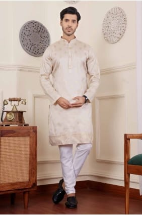 Crème Tissage Viscose Hommes Kurta KURR298