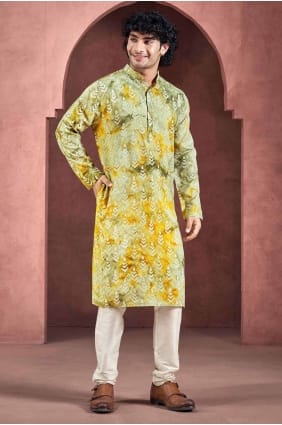 Viscose Hommes Kurta avec impression numérique KURR272