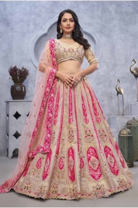 ORGANZA BEIGE BRODÉ LEHENGA CHOLI AVEC DUPATTA LC8151