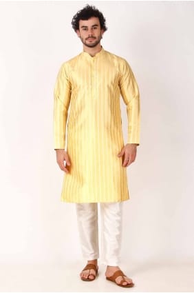 Tissage Art Soie Citron Hommes Kurta KURR343