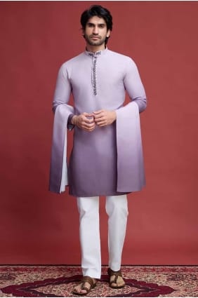 Miroir violet hommes Kurta en rayonne INWU0022