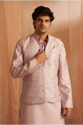 printed viscose purple men kurta with dupatta KURR370