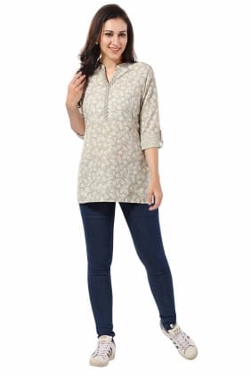 Kurti imprimé en rayonne grise KTI2578