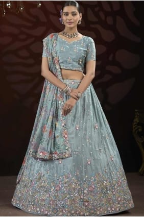 grey lehenga choli in chinon chiffon with embroidered LC8172