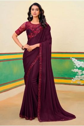 Tissage de sari en georgette de chêne marron SR27858